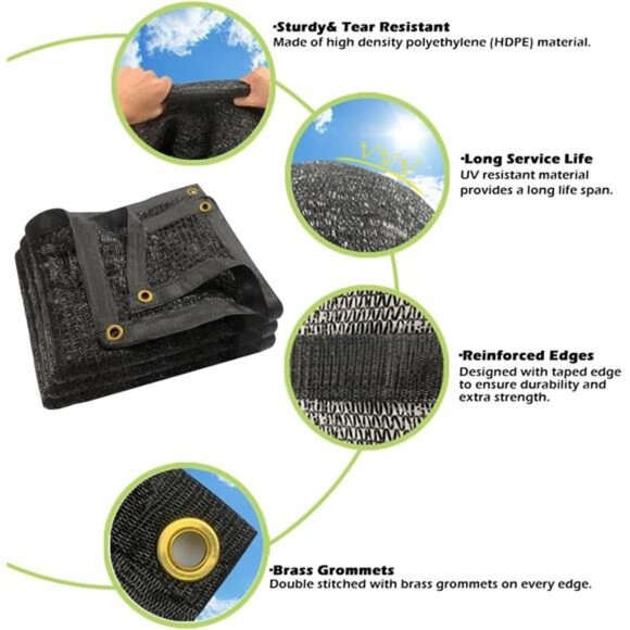 40% 6.5ftx6.5ft Shade Cloth Garden Mesh Sun Shade Netting Sunblock Fabric - Picture 4 of 7